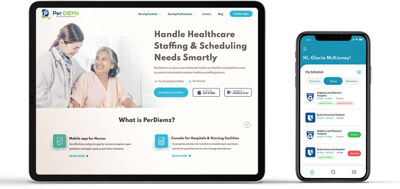 healthcare app and website design