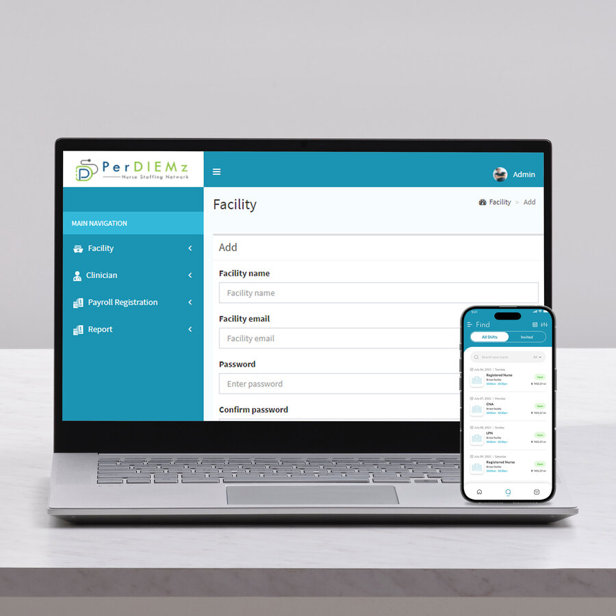 usa nurse staffing app perdiemz design and development